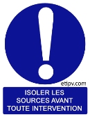 Etiquette Adhésive "Isoler les Sources avant toute intervention"