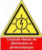 Etiquette Adhésive "Coupure réseau de distribution et photovoltaïque"