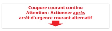 Etiquette Adhésive "Coupure Continu - après arrêt urgence Courant Alternatif"