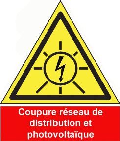 Etiquette Adhésive "Coupure réseau de distribution et photovoltaïque"