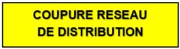 Plaque RIGIDE PVC "COUPURE RESEAU DE DISTRIBUTION" 5x2 cms