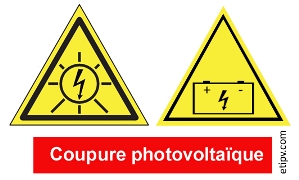 Etiquette Adhésive "Coupure Photovoltaïque - installation avec batteries"