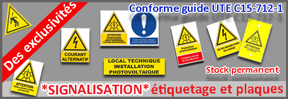 ETIQUETTE PHOTOVOLTAIQUE DEUX SOURCES (C1214). Signalisation