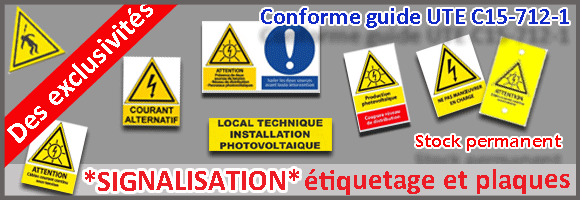 Kit 38 étiquettes adhésives Signalisation Photovoltaïque